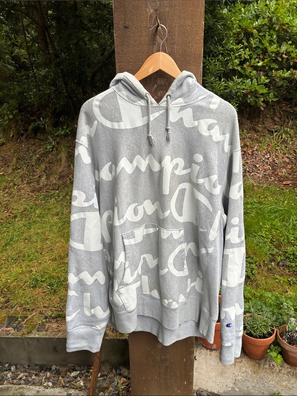 Champion Hoodie modified with Ofildesoi (Montreal artist) printed